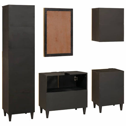 Bathroom Furniture Sets 5 pcs Black and Gold 38 x 33 x 160 cm