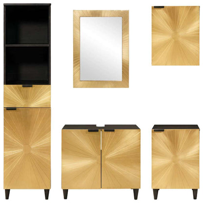 Bathroom Furniture Sets 5 pcs Black and Gold 38 x 33 x 160 cm