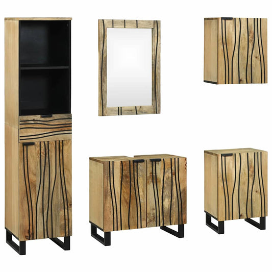 Bathroom Furniture Set with Drawer 5 pcs Brown 38 x 33 x 160 cm