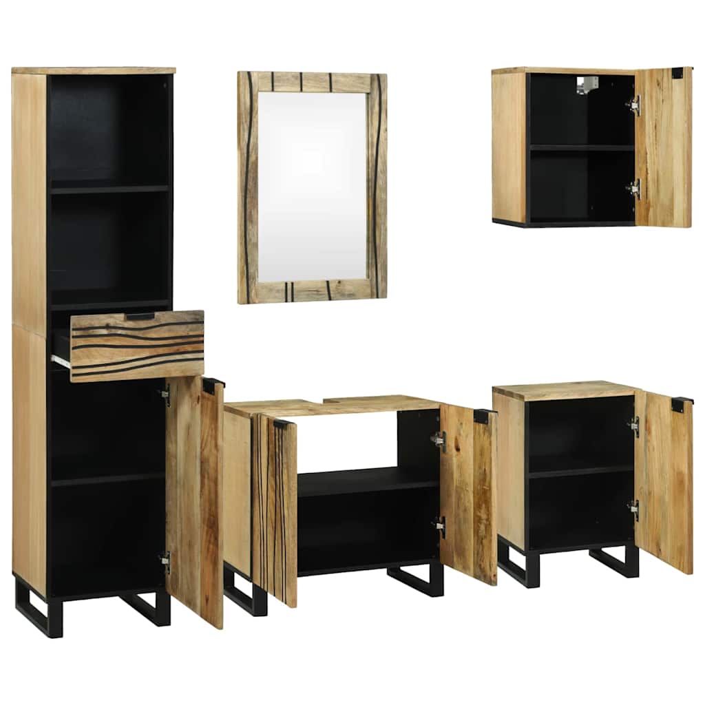 Bathroom Furniture Set with Drawer 5 pcs Brown 38 x 33 x 160 cm