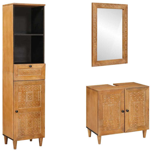 Bathroom Furniture Set with Drawer 3 pcs Brown 38 x 33 x 160 cm