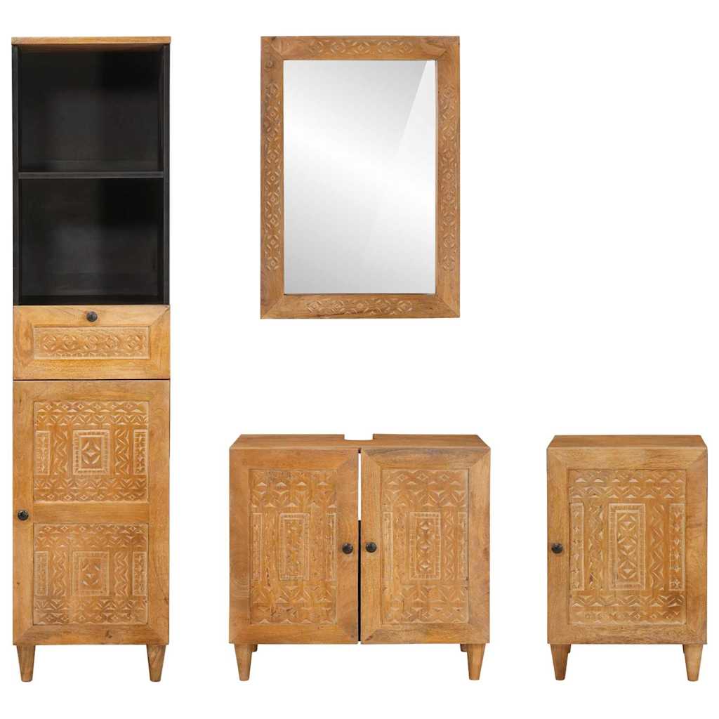 Bathroom Furniture Set with Drawer 4 pcs Brown 38 x 33 x 160 cm