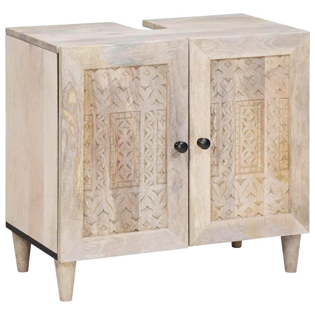 Bathroom Furniture Set with Drawer 3 pcs White Solid mango wood