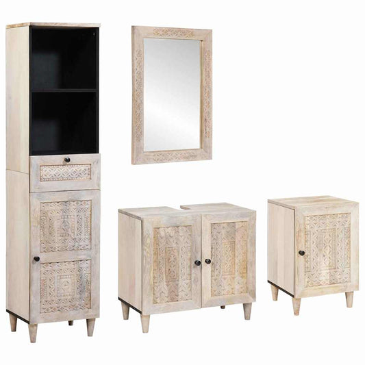 Bathroom Furniture Set with Drawer 4 pcs White 38 x 33 x 160 cm