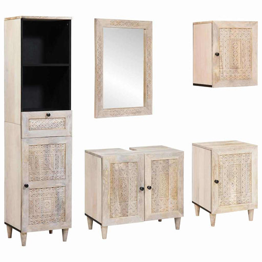 Bathroom Furniture Set with Drawer 5 pcs White 38 x 33 x 160 cm