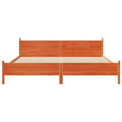 Bed Frame without Mattress Wax Brown 200x200 cm Solid Wood Pine