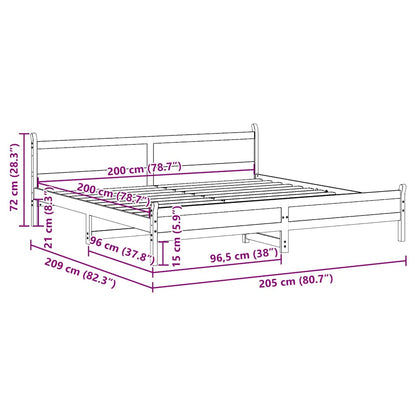 Bed Frame without Mattress Wax Brown 200x200 cm Solid Wood Pine