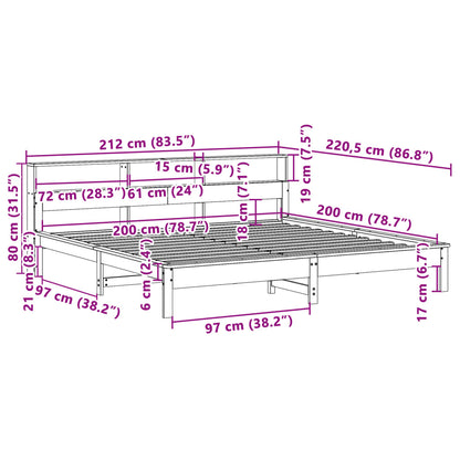 Bed Frame without Mattress Wax Brown 200x200 cm Solid Wood Pine