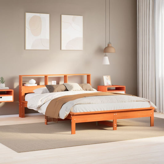 Bed Frame without Mattress Wax Brown 160x200 cm Solid Wood Pine