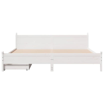 Bed Frame without Mattress White 200x200 cm Solid Wood Pine
