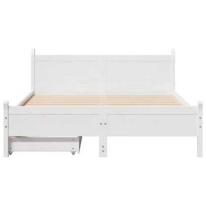 Bed Frame without Mattress White 150x200 cm King Size Solid Wood Pine