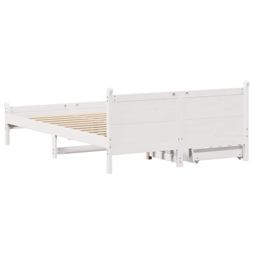 Bed Frame without Mattress White 150x200 cm King Size Solid Wood Pine