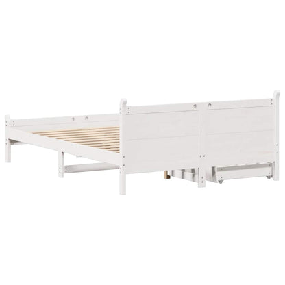 Bed Frame without Mattress White 150x200 cm King Size Solid Wood Pine