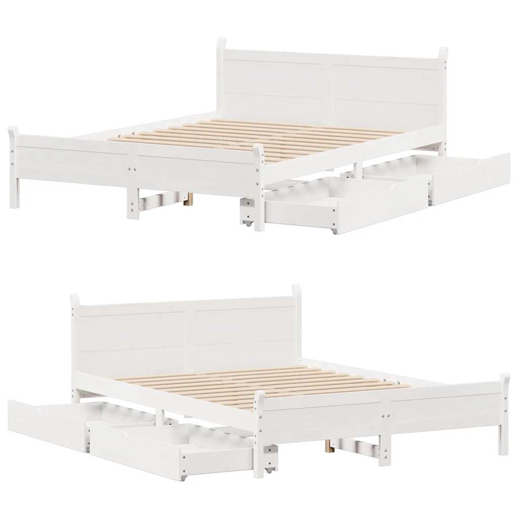 Bed Frame without Mattress White 140x200 cm Solid Wood Pine