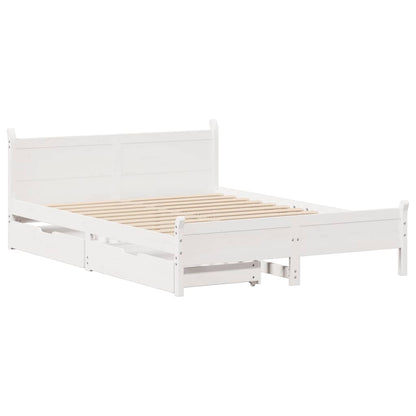 Bed Frame without Mattress White 140x190 cm Solid Wood Pine