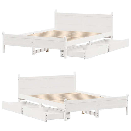 Bed Frame without Mattress White 140x190 cm Solid Wood Pine