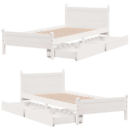 Bed Frame without Mattress White 75x190 cm Small Single Solid Wood Pine