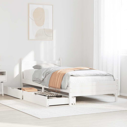 Bed Frame without Mattress White 75x190 cm Small Single Solid Wood Pine