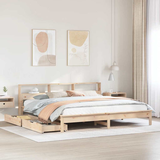 Bookcase Bed without Mattress 200x200 cm Solid Wood Pine