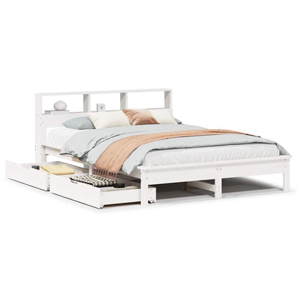 Bookcase Bed without Mattress White 160x200 cm Solid Wood Pine