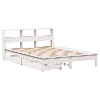Bookcase Bed without Mattress White 160x200 cm Solid Wood Pine