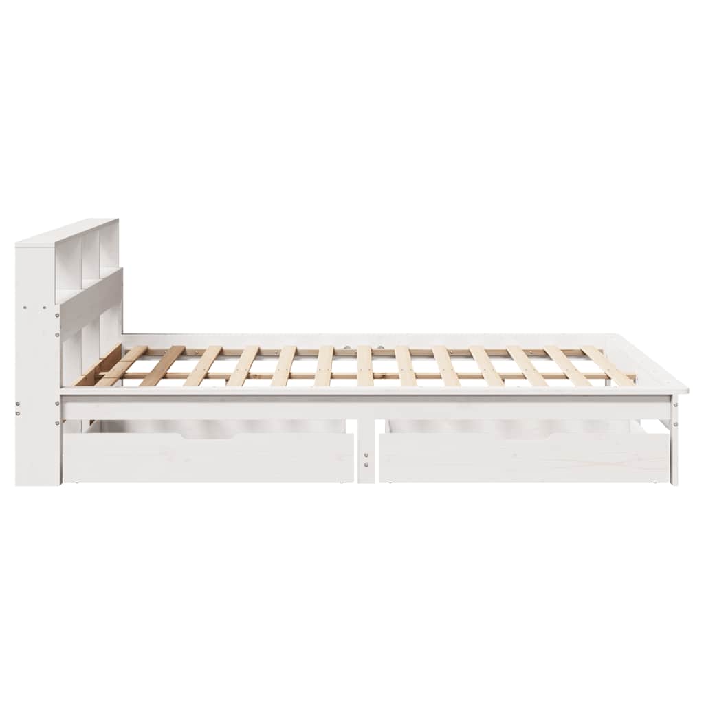 Bookcase Bed without Mattress White 160x200 cm Solid Wood Pine