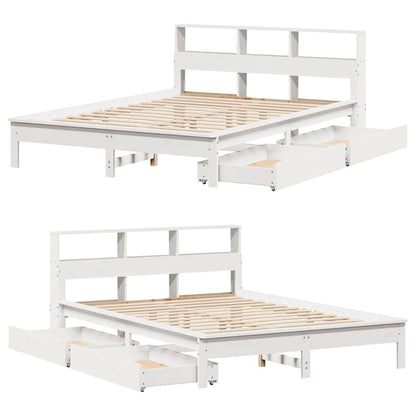 Bookcase Bed without Mattress White 160x200 cm Solid Wood Pine