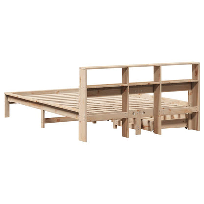 Bookcase Bed without Mattress 150x200 cm King Size Solid Wood Pine