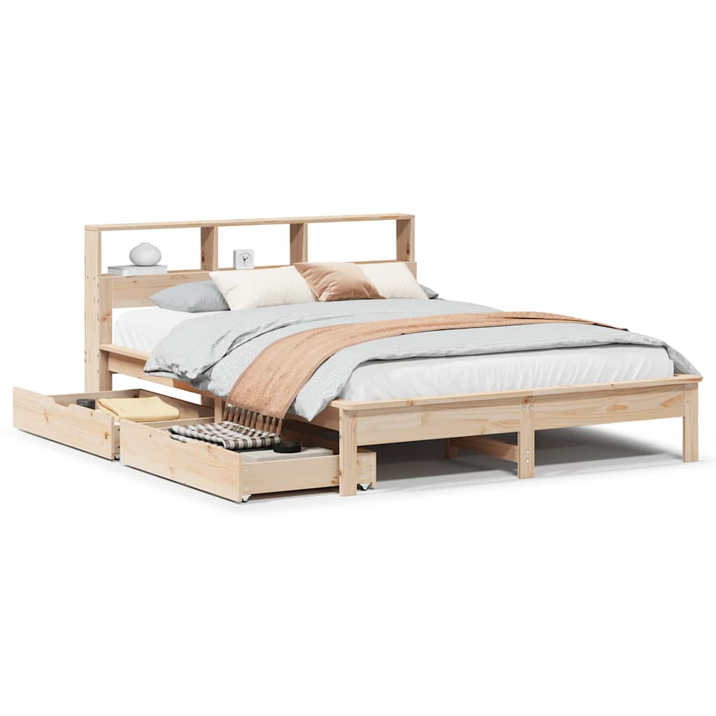 Bookcase Bed without Mattress 120x200 cm Solid Wood Pine