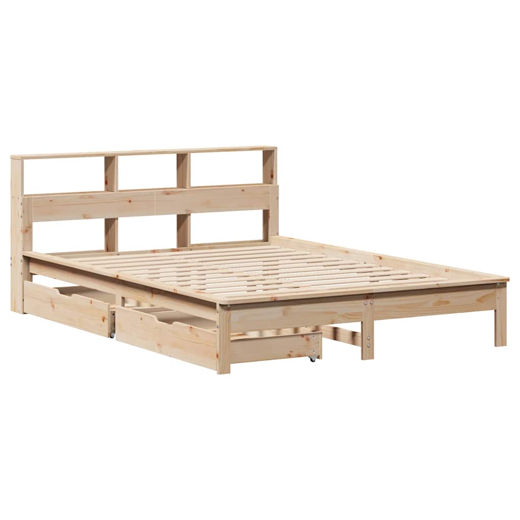 Bookcase Bed without Mattress 120x200 cm Solid Wood Pine