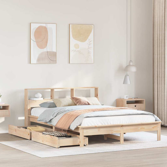 Bookcase Bed without Mattress 120x200 cm Solid Wood Pine