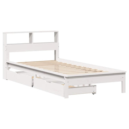 Bookcase Bed without Mattress White 100x200 cm Solid Wood Pine