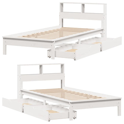 Bookcase Bed without Mattress White 100x200 cm Solid Wood Pine
