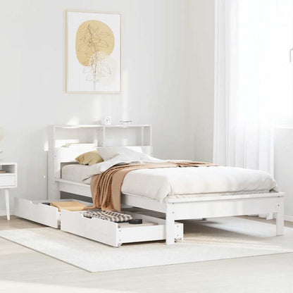 Bookcase Bed without Mattress White 100x200 cm Solid Wood Pine