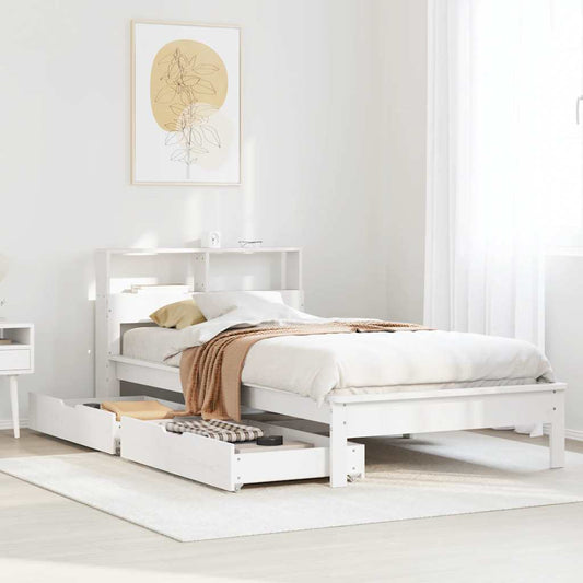 Bookcase Bed without Mattress White 100x200 cm Solid Wood Pine