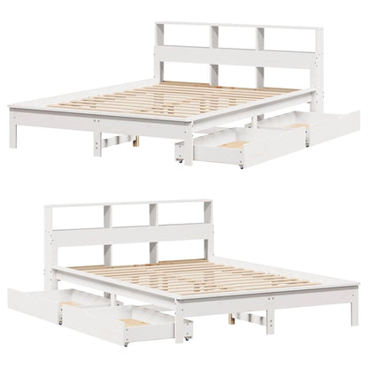 Bookcase Bed without Mattress White 140x190 cm Solid Wood Pine
