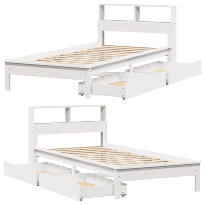Bookcase Bed without Mattress White 75x190 cm Small Single Solid Wood Pine