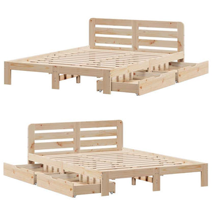 Bed Frame without Mattress 150x200 cm King Size Solid Wood Pine