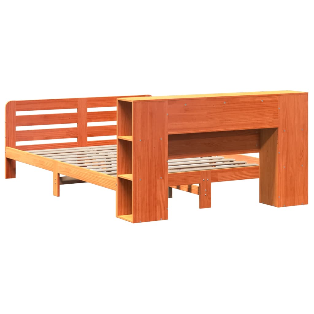 Bed Frame without Mattress Wax Brown 150x200 cm King Size Solid Wood Pine