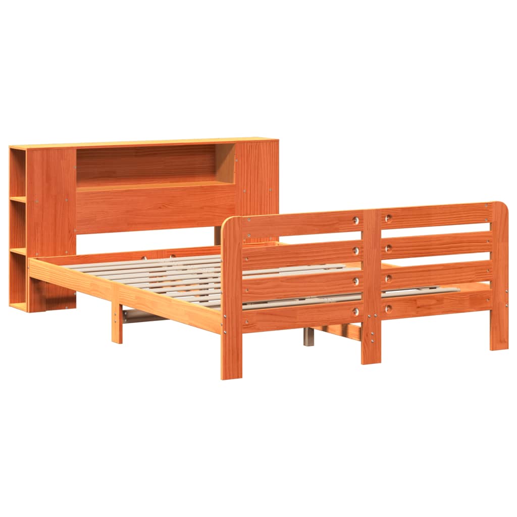 Bed Frame without Mattress Wax Brown 160x200 cm Solid Wood Pine