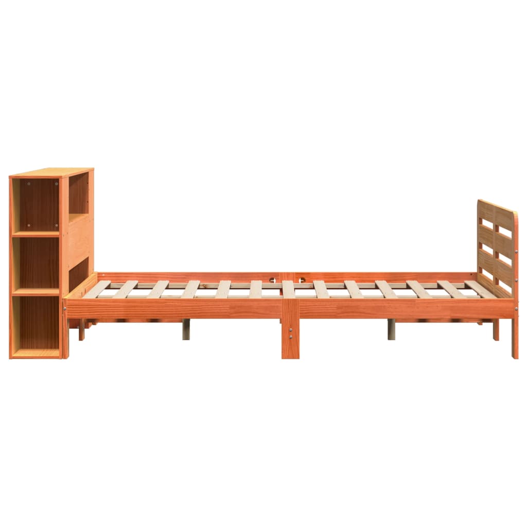 Bed Frame without Mattress Wax Brown 160x200 cm Solid Wood Pine
