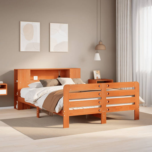 Bed Frame without Mattress Wax Brown 160x200 cm Solid Wood Pine