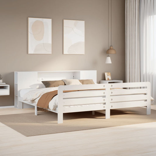 Bed Frame without Mattress White 180x200 cm Super King Solid Wood Pine