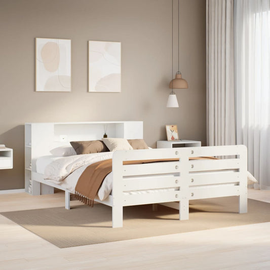 Bed Frame without Mattress White 135x190 cm Double Solid Wood Pine