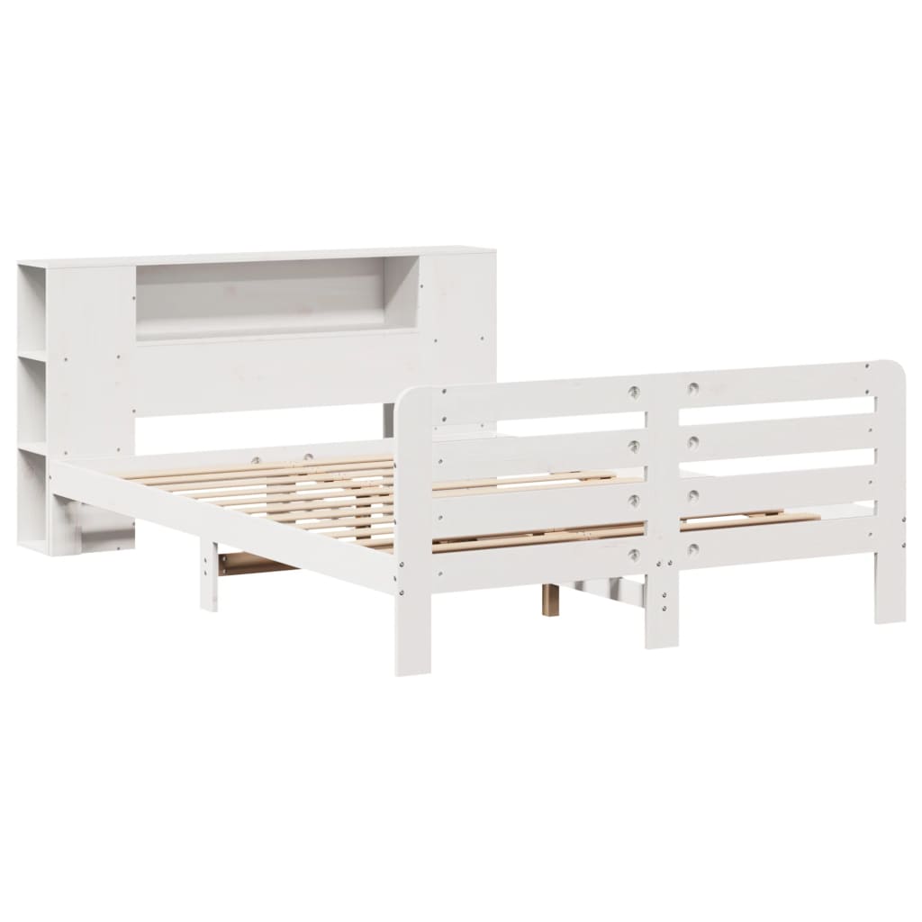 Bed Frame without Mattress White 140x190 cm Solid Wood Pine