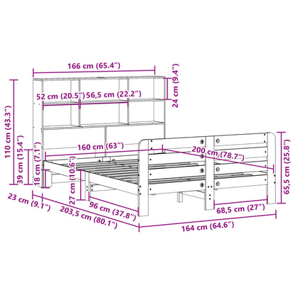 Bed Frame without Mattress 160x200 cm Solid Wood Pine