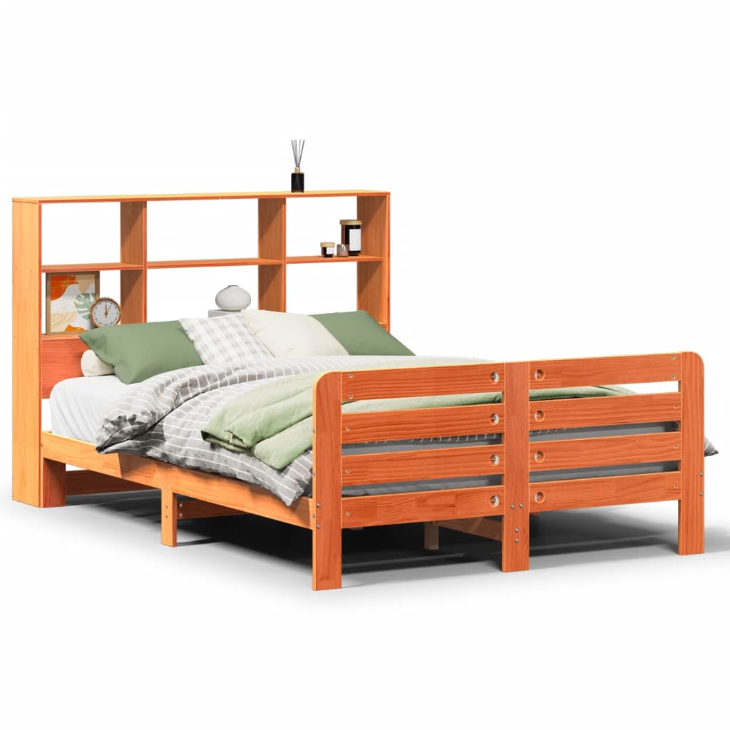 Bed Frame without Mattress Wax Brown 160x200 cm Solid Wood Pine