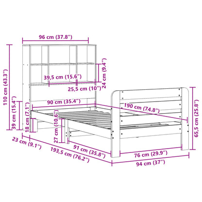 Bed Frame without Mattress Wax Brown 90x190 cm Single Solid Wood Pine