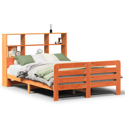 Bed Frame without Mattress Wax Brown 140x190 cm Solid Wood Pine