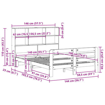 Bed Frame without Mattress Wax Brown 140x190 cm Solid Wood Pine